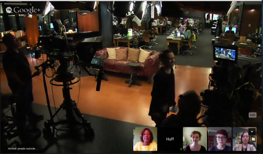 The HuffPostLive set as seen on my laptop. 